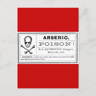 Cartão Postal Rótulo Venenoso Crânio Cruzado Ossos Arsênico