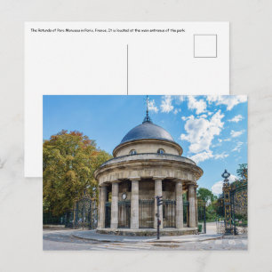 Cartão Postal Rotunda do Parque Monceau em Paris, França