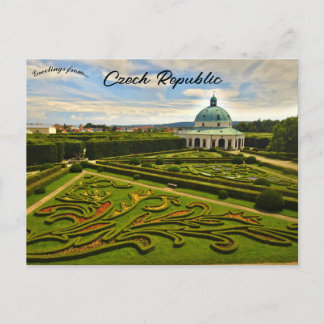 Cartão Postal Rotunda no Jardim de Flores Kromeriz, Tchéquia