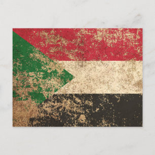 Cartão Postal Rough Agage Vintage Sinalizador Sudanês