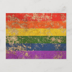 Cartão Postal Rough Aged Vintage Orgulho gay Flag