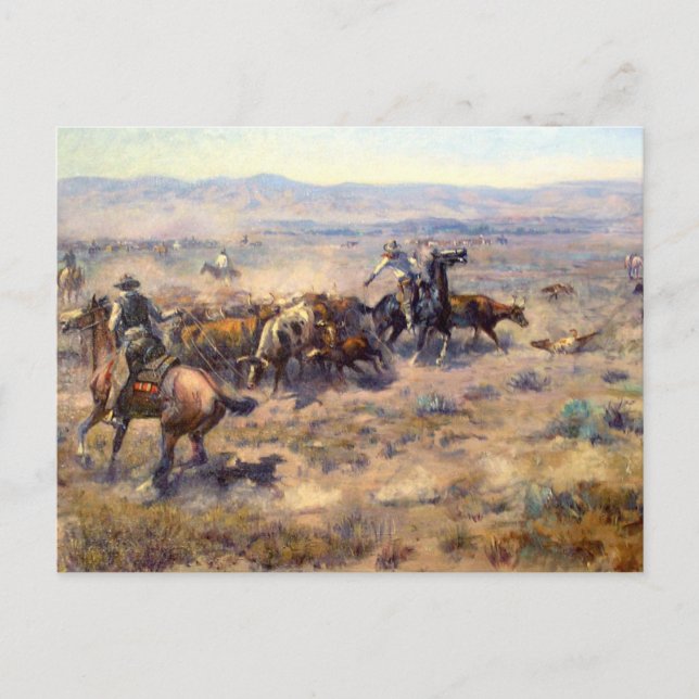 Cartão Postal Roundup 1913 - Charles Marion Russell (Frente)