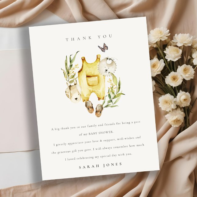 Cartão Postal Roupas amarelas de folhagem fofa Churrasco de bebê (Criador carregado)