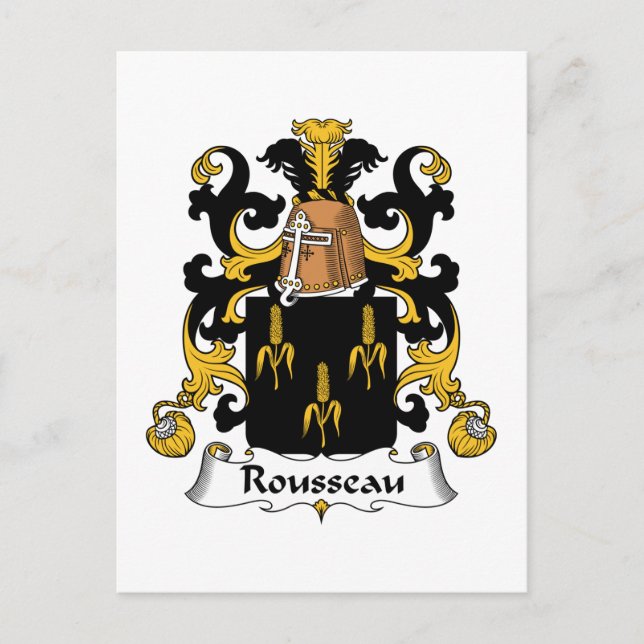 Cartão Postal Rousseau Family Crest (Frente)