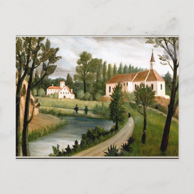 Cartão Postal Rousseau - Paisagem com Capela, belas artes (Frente)