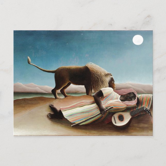 Cartão Postal Rousseau's "The Sleeping Gypsy" (1897) (Frente)