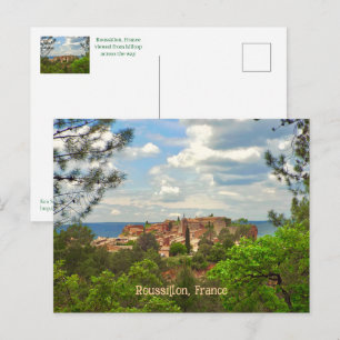 Cartão Postal Roussillon, França, Belo Município Montanhoso