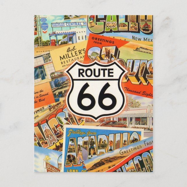 Cartão Postal  Route 66 Colorful Postcard (Frente)