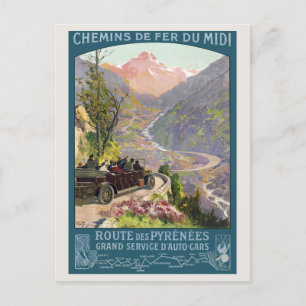 Cartão Postal Route des Pyrénées France Poster vintage 1920