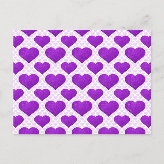 Cartão Postal Roxo básico do coração do brilho 1 (Frente)