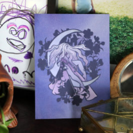 Cartão Postal Roxo Deusa da Lua Wiccan Triple Moon - Símbolo de