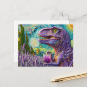 Cartão Postal Roxo Dino Lavanda Limonada Falso Van Gogh