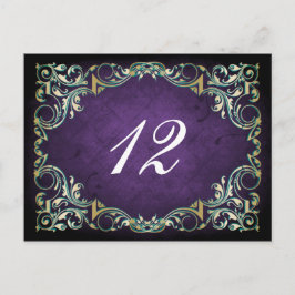 Cartão Postal Roxo Ornamental Rústico E Casamento Dourado