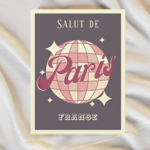 Cartão postal roxo retrô vintage de Paris França