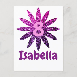 Cartão Postal Roxo Rosa Ombre brilho flor Nome idade personaliza