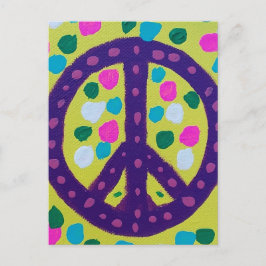 Cartão Postal Roxo - Sinal de paz em amarelo