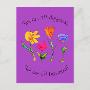Cartão Postal Roxo Somos Todos Diferentes E Bela Diversidade