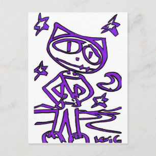 Cartão Postal Roxo Stitchlip na Rodovia ( Cat Super Hero )