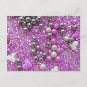 Cartão Postal Roxos Sparkles e Corações de Amor