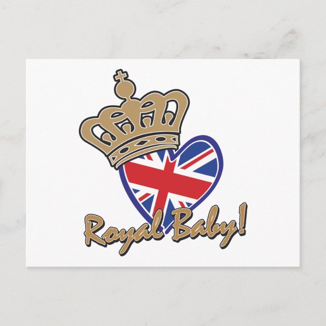 Cartão Postal Royal Baby UK Heart Flag (Frente)