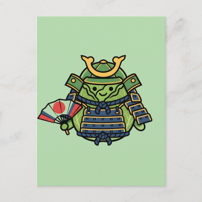 Cartão Postal Royal Cabbage Samurai Warrior with War Fan Illustr (Frente)
