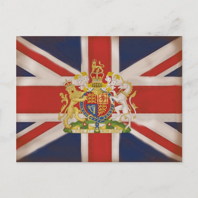 Cartão Postal Royal Crest na Union Jack Flag (Frente)
