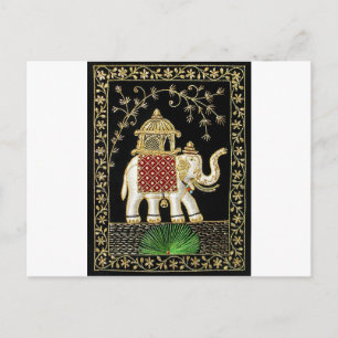 CARTÃO POSTAL ROYAL INDIAN ELEPHANT RIDE ZARI ART