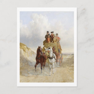 Cartão Postal Royal Mail Coach on the Road, 1841 (óleo em pan