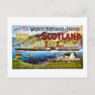 Cartão Postal Royal Mail Navios a vapor Scotland Glasgow Vintage