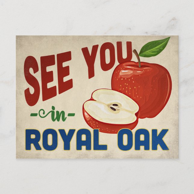 Cartão Postal Royal Oak Michigan Apple - Viagens vintage (Frente)