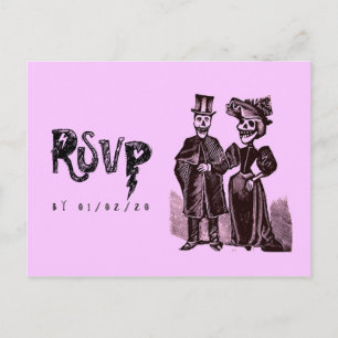 Cartão Postal RSVP Casamento de Halloween Gótico