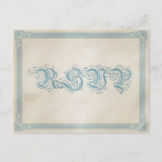 Cartão postal RSVP Castanho e Azul do Estilo do po (Frente)