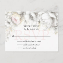 RSVP Clássico Moderno Floral Marfim e Rosa 