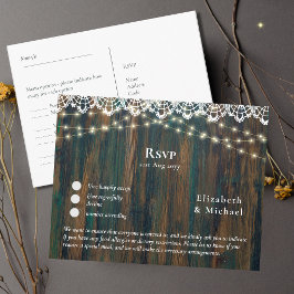 Cartão Postal RSVP com Modelo de Cardápio Iluminação de Renda de