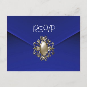 Cartão postal RSVP Convite Blue Pearl Jewel