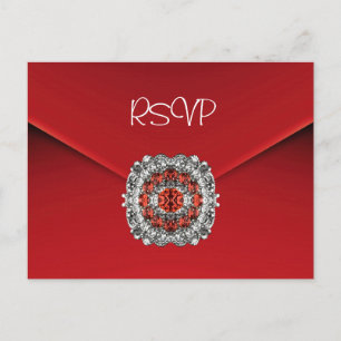 Cartão-postal RSVP Convite para Red Diamond Jewel