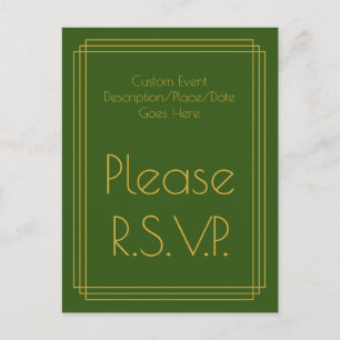 Cartão postal RSVP de aparência inspirado na décad
