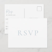 Cartão postal RSVP de Casamento Azul Minimalista