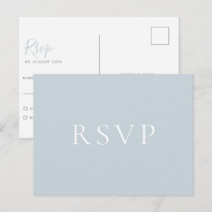 Cartão postal RSVP de Casamento Azul Minimalista