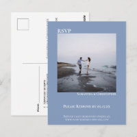 RSVP de casamento azul simples moderno minimalista