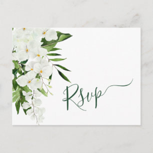 Cartão Postal RSVP de Casamento Boêmiano das Orquídeas Brancas
