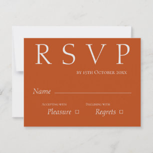 Cartão Postal RSVP de Casamento Branco e Terracotta Cute Rust