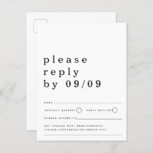 RSVP de Casamento Branco Negro da Tipografia Minim