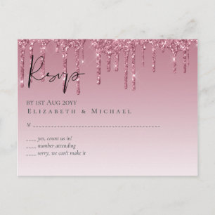 Cartão Postal RSVP de Casamento com Largura Rosa BUDGET