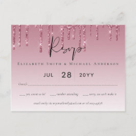 Cartão Postal RSVP de Casamento com Largura Rosa BUDGET