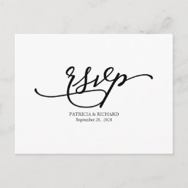 Cartão Postal RSVP de Casamento de Caligrafia Elegante Simples