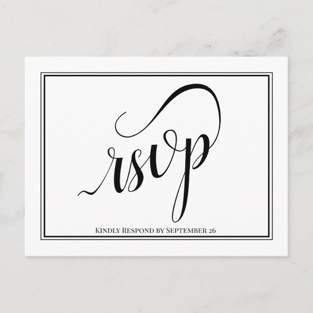 Cartão Postal RSVP de Casamento de Caligrafia Elegante Simples (Frente)