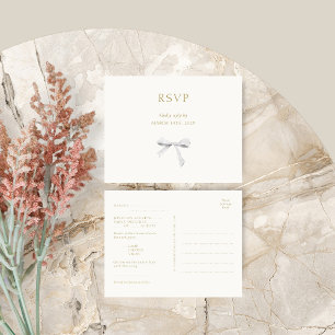 Cartão-postal RSVP de Casamento de Fita Branca Tre