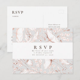 Cartão Postal RSVP de Casamento de Flores Selvagens Retornadas M