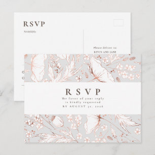 Cartão Postal RSVP de Casamento de Flores Selvagens Retornadas M